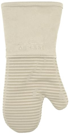 All-Clad Premium Silicone Oven Mitt: Heat Resistant to 500 Degrees - 100% Cotton & Silicone, 14x7 Pot Holder for Kitchen and Barbeque, (1-Pack), Almond