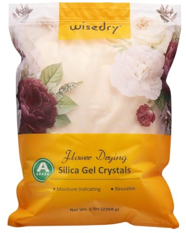 wisedry Silicagel für Trocknen Blümen 5 LBS (2,2 kg), Feine Kristalle < 1mm, Silica Gel Blumen trocknen mit Indikator, Wiederverwendbar Kieselgel