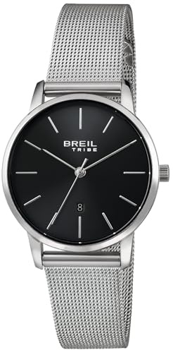 Breil, Collezione Avery, Orologio Donna in Acciaio, Movimento al Quarzo Solo Tempo, Resistente all'Acqua, Lunghezza Regolabile 14.5-20 cm, Chiusura Déployante con Pulsanti, Cassa 25 mm, Silver-Black
