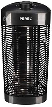 Perel Mobiler Terrassenheizer 1200W, 2 Heizstufen, IP34 spritzwassergeschützt, 120° Oszillation, Kippschutz, tragbarer Außenheizer und Innenheizung schwarz