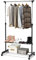 COSTWAY Kleiderständer höhenverstellbar, Garderobenständer auf Rollen, Kleiderstange mit 2 Ablagen, Rollgarderobe stabil, Kleiderwagen Garderobenwagen, 84 x 42 x 92-168 cm, schwarz