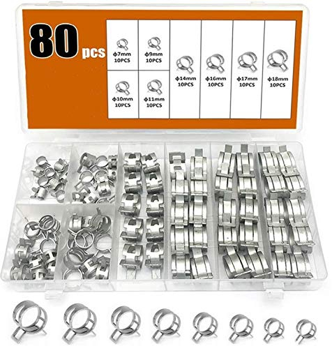 Schlauchschelle 80pcs / set 7-18mm Federklemme Schlauchschelle, Fastener-Kraftstoffschlauch Wasser-Rohr-Air-Schlauch-Auto Klempner Werkzeuge