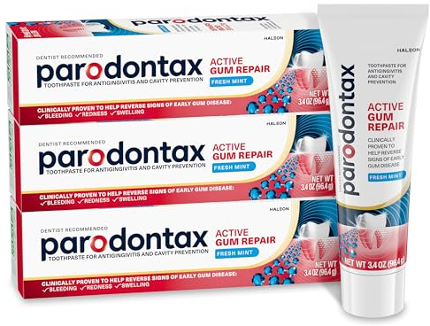 Parodontax Active Gum Repair Toothpaste, Toothpaste To Help Reverse Signs Of Early Disease For Health, Fresh Mint Flavored - 3.4 Oz x 3