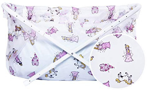 BiBaBad Kinder und Baby Falt Badewanne - Kinderbadewanne mit Gestell für die Dusche mit Knöpfen – einstallbar von 60 bis 80 - Cartoons Prinzessin