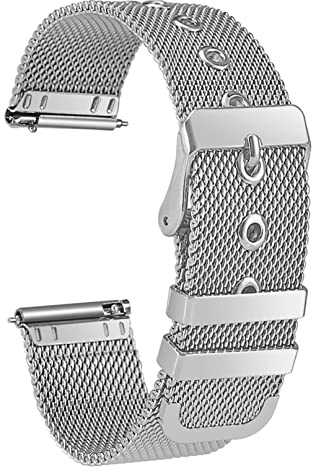 Aliwisdom Universal Ersatzarmbänder für Smartwatch 18mm 20mm 22mm, Smartwatch Zubehör Uhrenarmband Ersatz Watch Strap Edelstahl Metall Mesh Ersatzarmband Schnellverschluss Armband (20 mm, Silber)