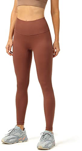 icyzone Damen Sport Leggings Blickdicht 7/8 Sporthose High Waist Yoga Hose Fitness Leggins (S, Copper Brown)