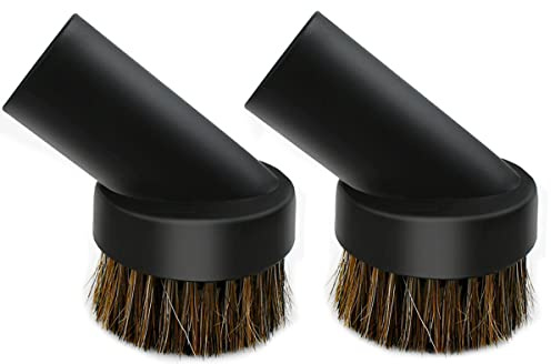 2 Pcs Black Round Dust Brush 25mm Horse Hair for 1.2-1.22in Hose Vacuum Cleaners Accessories