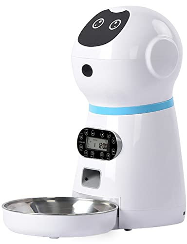 Mipcase Dispensador Automático De Comida para Mascotas con Cuenco De Inoxidable Alimentación Inteligente Programable con Grabación De Voz para Perros y Gatos Comedero Interactivo