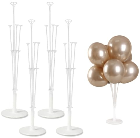 MUAEEOK 4 Set Balloon Stands for Table, 80CM Height Clear Table balloon Centerpiece Stand with 49 Balloon Cups and Glue for Birthday Party Wedding Festival Balloons Decorations