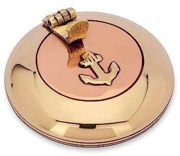NKlaus 6 cm Folding Ashtray Smooth Brass with Copper Lid Travel Ashtray Maritime 14632