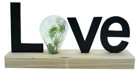 Heitmann Deco Présentoir à LED en Bois Love - Noir/Naturel - Environ 31 cm