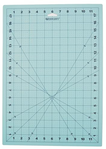 Westcott 12 X 18in Self-Healing Cutting Mat Selbstheilende Schneidematte mit Raster zum Nähen, Quilten, Kartenbasteln, 30,5 x 45,7 cm (00504), Grün, 12 x 18