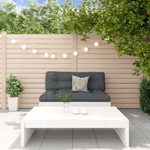 Homgoday Gartenmöbel-Set, 2-teilig und Kissen, Massivholz, weiß, Gartenmöbel-Set, Tisch und Stühle, Dekoration für Terrasse, Hof, Balkon, Typ 2