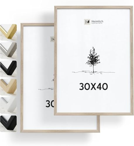 Heimlich Fotorahmen aus massivem Eichenholz – 30 x 40 cm, 2er-Pack | Heimlich® – Robuste Holzrahmen Für Große Dokumente, Zertifikate, Diplome – Nur Wandhalterung