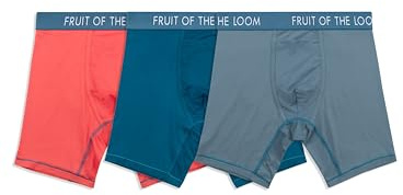 Fruit of the Loom Men's Getaway Boxer Briefs, Lightweight Breathable Fabric, Quick Dry & Odor Control, Long Leg - Assorted Colors, Small