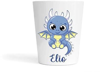 Gobelet Enfant Personnalisé Dragon Bleu – Gobelet Incassable 230ml Sans BPA – Tasse Bébé Prénom École ou Crèche – Polymère Léger – Rentrée Scolaire