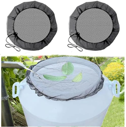 Regentonnen Netz,2 Stück Verstellbares Regentonne Abdeckung, Regentonnennetz mit Gummizug, Regentonne Schutzabdeckung Schutz vor Laub Stechmücken (95cm)