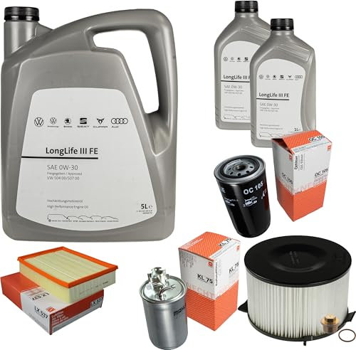 Inspektionspaket Wartungspaket Filterset mit 7 L 0W-30 Motoröl LongLife 3 FE, Ölfilter Luftfilter Kraftstofffilter Innenraumfilter Ölablassschraube
