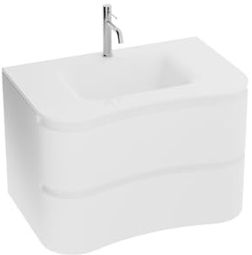 lavita Waschbeckenunterschrank Badezimmerschrank mit Waschbecken Ontario White Hängeschrank Badschrank Waschtischschrank 80cm Breit Badezimmermöbel PVC 52x80x51,5 cm Montierte Badmöbel Set