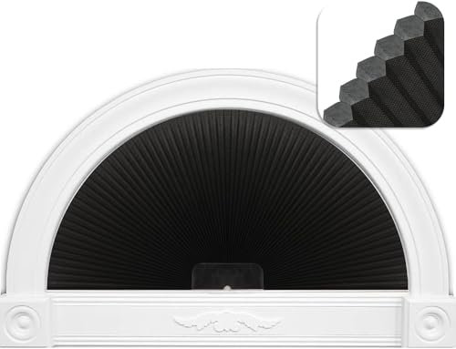 LUCKUP Bogen-Fensterschutz, Verdunkelung, Halbkreis, Plissees (Radius: 61 cm), Halbmond-Fensterschirme, schnurlos, halbrund, zellulär, einfach zu schneiden und zu installieren