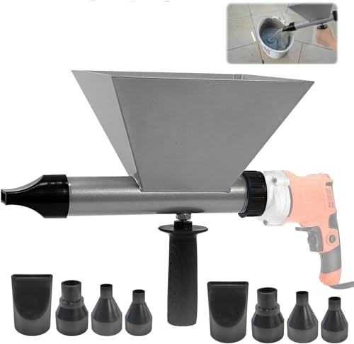 Electric Mortar Grout Gun Portable Pointing Grouting Caulking Sprayer with 8 Nozzles (Without Electric Drill)