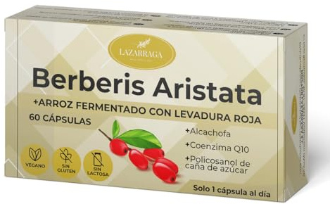 Lazarraga Berberina Levadura de Arroz Rojo Coenzima q10 Baja tu Colesterol - Función Normal del Corazón - Con Monacolina K - Pastillas para el Colesterol - Para 2 Meses