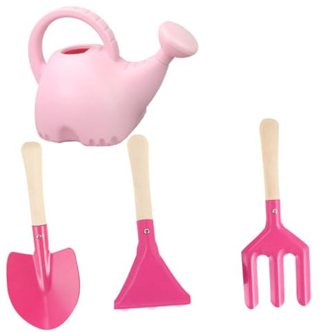 BESTonZON 4stücke Teiliges Junge Mädchen Gartenwerkzeug Mit Cartoon Blumen Gießkanne Und Holzgriff Für Kleine Gärtner Inklusive Gießkanne Und Schaufel