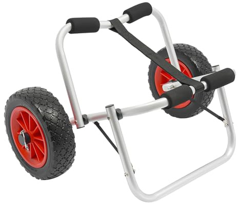DAOHHFO Chariot de kayak pliable 80 kg - Chariot de transport - Chariot de transport - Chariot de canoë pliable avec 2 roues de 25,4 cm - En alliage d'aluminium - Pour le transport de canoë ou de