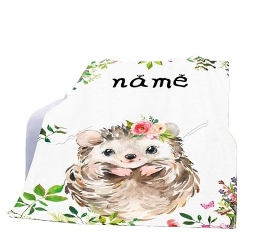 XGTEAHHC Coperta morbida in flanella con nome personalizzato, coperta personalizzata con animali in stile cartone animato carino ragazza ragazzo coperta per bambini (15,130 x 150 cm)