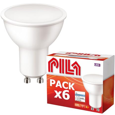 PILA Pack de 6 ampoules GU10 LED à haut flux, 7 W (= 80 W), lumière blanche neutre (4000 K), 720 lumens, angle d'éclairage de 120°, non réglable, CRI80, durée de vie de 15 000 h