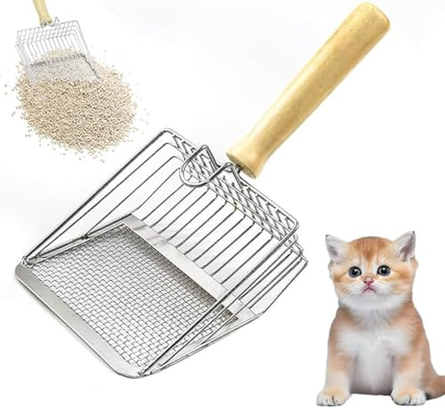 UQMIQURA Katzenstreuschaufel, Katzenklo Schaufel Metall, Katzenstreuschaufel mit Langer Griff, Länge 27cm, Katzenschaufel für Katzenklo, Katzenschaufel für Katzenstreu Klumpstreu