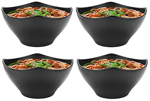 Juego de 4 tazones hondos para Sopa de Fideos Ramen japoneses, de plástico Duro de Alta Capacidad (1800 ml), para Fideos asiáticos Udon, Soba, Pho y Cereales.