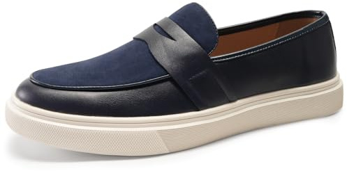 Allthemen Scarpe Casual Uomo Slip Mocassini Bassi da Ginnastica Leggeri Oxford On Tacco Medio Eleganti Brogue Derby Blu 44