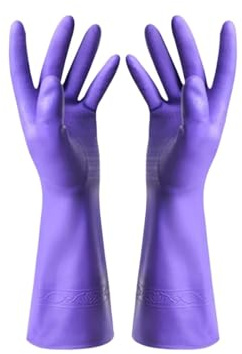 NihaoWXM Household Gloves Household Gloves Durable Water-proof Rubber Cleaning Gloves Clothes Dishe Washing Car Cleaning Medium Thickness Comfortable(Purple)