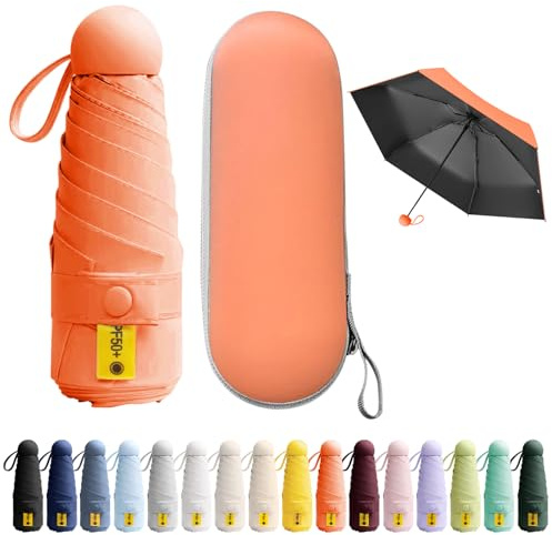 BEKKLPOU Mini Paraguas De Bolsillo, Paraguas Plegable Antiviento, Paraguas Para El Sol, Mini Paraguas, Desplazamientos Diarios, Unisex (Naranja Pomelo)