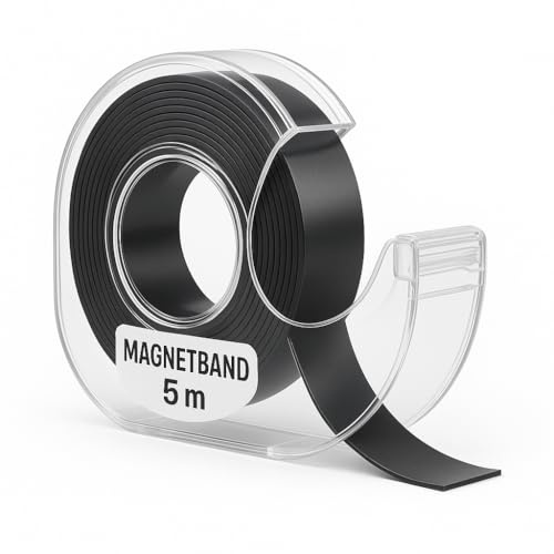 Magnetband selbstklebend 5 m im Spender Starkes Magnetklebeband für Haushalt, Werkstatt & Büro Magnetstreifen im Abroller zuschneidbar extra stark haftend Magnetbandrolle