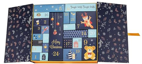 Boîtes vides pour compte à rebours remplissables, conteneur de 24 jours pour stockage, calendrier de l'Avent vide pour Noël - pour hommes, femmes, étudiants, petits jouets de confiserie