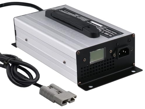 Lzyjck Chargeur De Batterie pour Chariot Élévateur 1200 W 36 V 25 A avec Écran LCD, Prise Anderson 120 A/175 A/350 A pour Autolaveuse, Voiturette De Golf Et Chariot Élévateur,Silver 36v 25a,350A