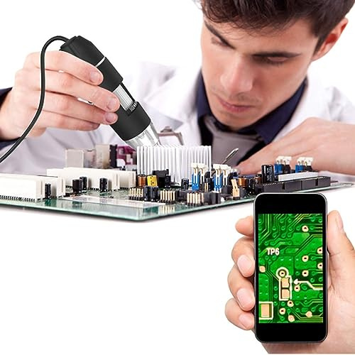 Changor Digitalt Mikroskop USB HD 1000X PCB-förstoringsglas med 8 Led-lampor för Studenter och Proffs (30w)