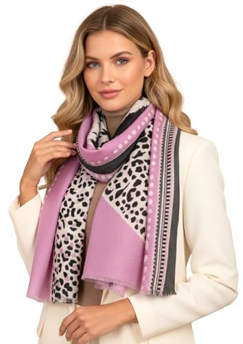 The Accessory Co. Ladies Large Leopard Print Scarf for Women, Animal NHS Colourful Rainbow Bright Striped, Shawl Wrap Long Neck Scarf (Lilac)
