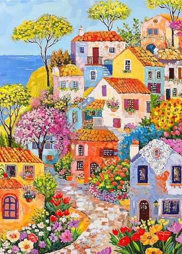 Picturesque Fishing Village Jigsaw Puzzle 1000 Teile Erwachsene Cheerful Mediterranean Landscape Puzzle Erwachsene 1000 Teile Puzzles