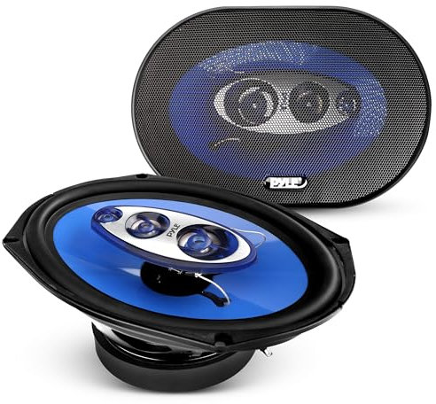 Pyle Par de altavoces para auto 6” x 9”, Coche, 400V, 4 vias, Caucho de butilo no fatigante, Frecuencia de 50-20Khz, Bovina movil ASV 4 ohmios y 1.25”