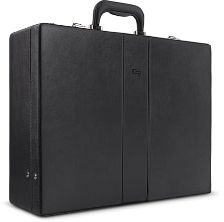 Solo New York Attache - Briefcases for Men & Women, Carrying Case with Combination Lock, Business Brief for Work or Travel, Large Main Compartment, Carry Handle & File Pocket - Grand Central, Black