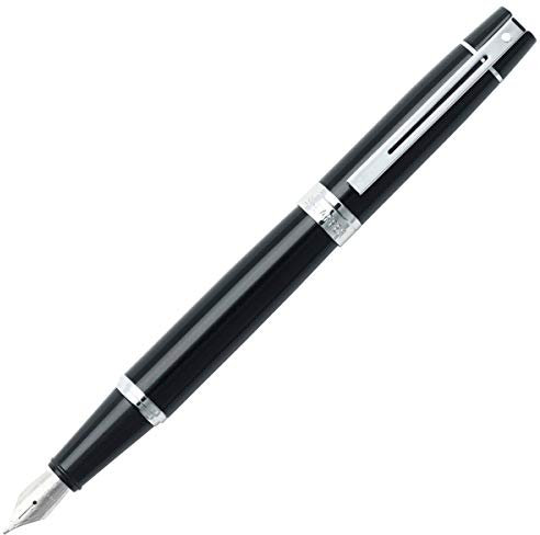 Sheaffer 300 - Refillable fountain pen, fine nib, glossy black, chrome plate trim