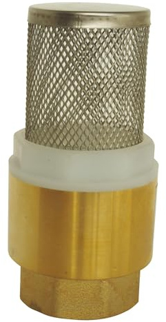SOMATHERM FOR YOU, Clapet crépine universel Femelle 11/2 - Corps laiton, axe plastique, crépine inox - Protection réseau, évite désamorçage pompe, utilisation eau/mazout, 110°C max | Protégez votre réseau des retours d'eau grâce à ce clapet anti-retour en laiton, durable et universel.