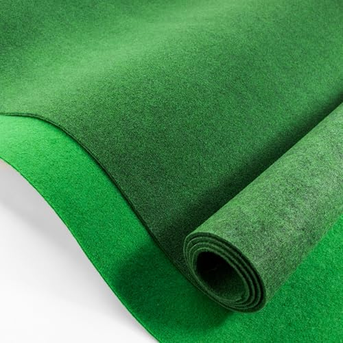 Primaflor Rasenteppich Garden B1 200 x 200 cm | Dunkelgrün | 5 mm | CFL-S1 | ohne Noppen | Resine-Rücken | Teppichrasen Meterware für Messebau, Ausstellungen, Ladenbau und Modellbau