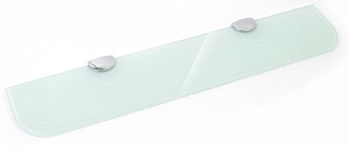 BSM Marketing Estante de cristal blanco endurecido de 400 mm x 100 mm, 6 mm de grosor, para baño, dormitorio, oficina con soportes grandes de acabado cromado