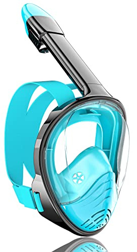 QingSong Full Face Snorkel Mask for Adults, Snorkeling Gear with Camera Mount, 180 Degree Panoramic View Snorkel Set Anti-Fog Anti-Leak