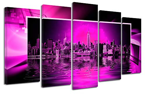 DECLINA Großformat, Kunstdruck auf Leinwand, Dekoration für Wohnzimmer, modernes Leinwand, 150 x 80 cm, Leinen, violett, 150x80 cm