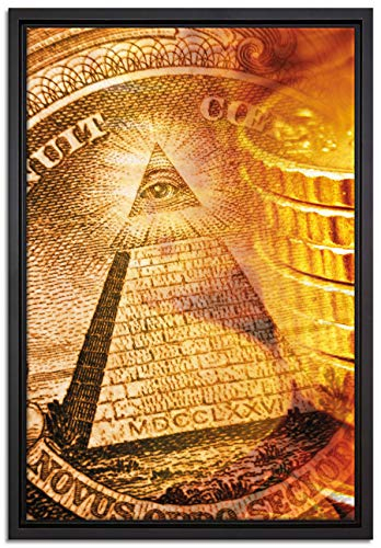 Pixxprint Illuminati Pyramide Leinwandbild 60x40 cm im Bilderahmen, Wandbild, Schattenfugenrahmen, Kein Poster